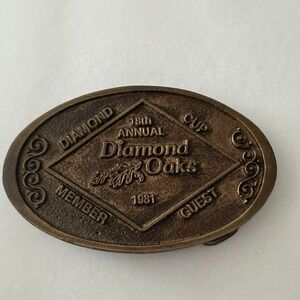 Vintage 1981 B&H Belt Buckle Diamond Oaks Fort Worth Tx 18th‎ Annual Diamond Cup